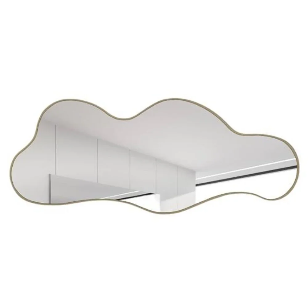 NEW West Elm Gold Asymmetrical Wavy Mid-century Modern Hanging Wall Mirror - 40